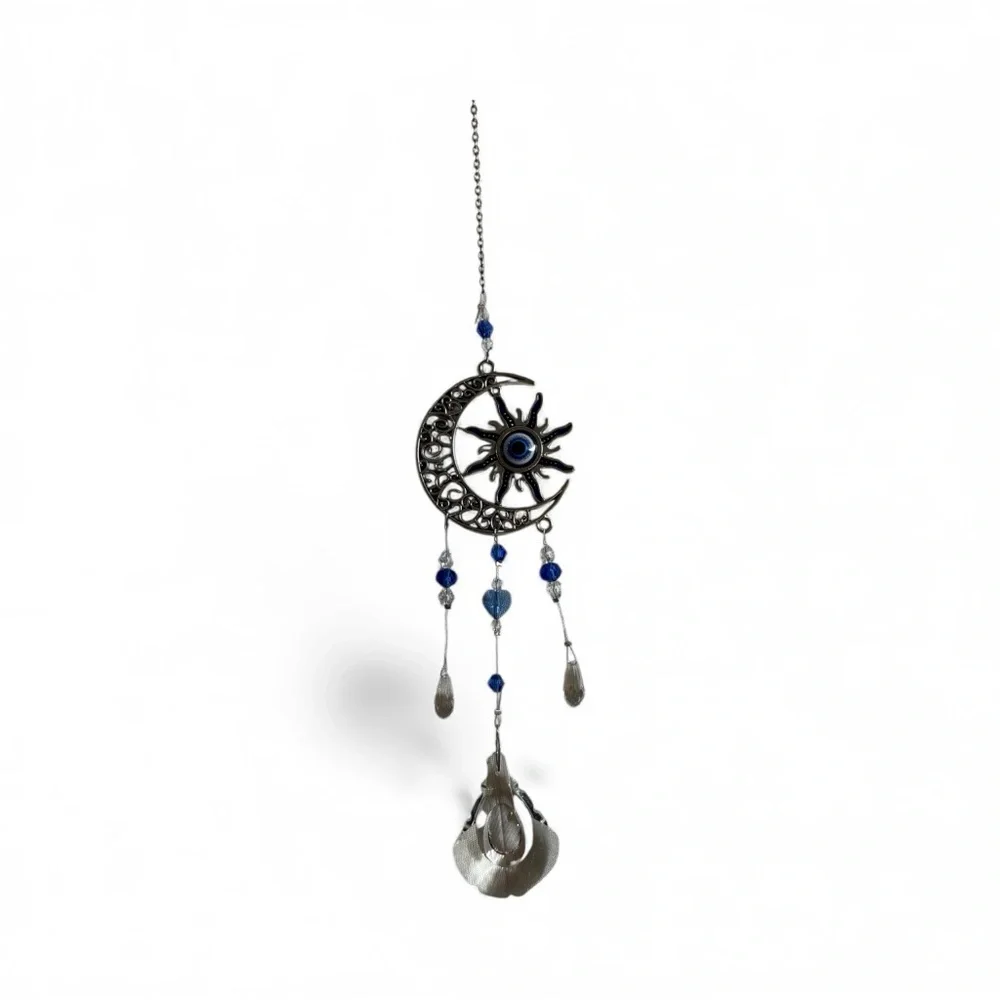 Silver and Blue Evil eye sun catcher Hanging Wall Decor